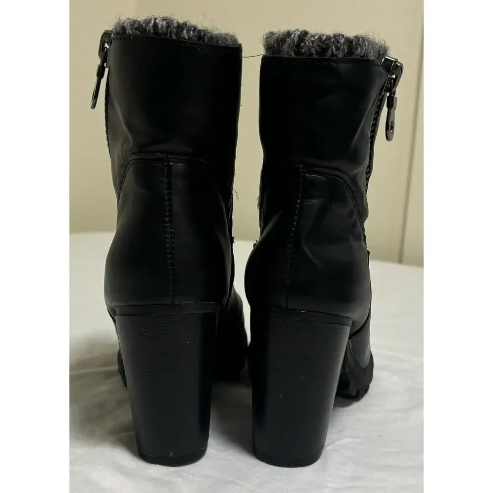 Charlotte Russe Women’s Size 8 Booties Black Ankle Block Heels Platform Chunky